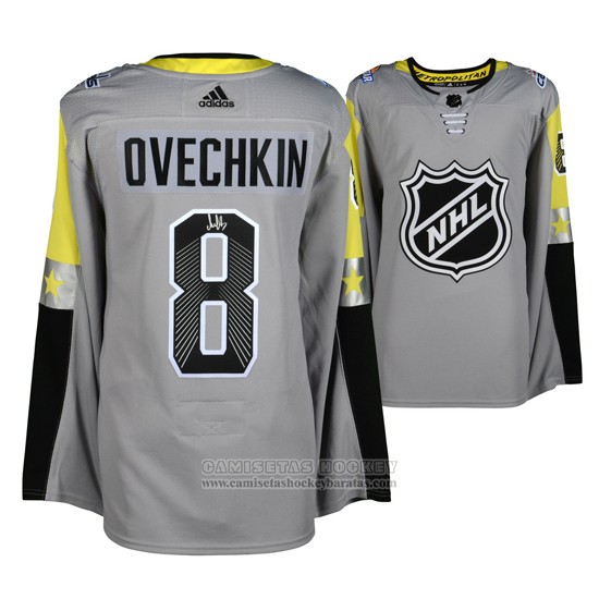 Camiseta Hockey Washington Capitals 8 Alex Ovechkin Gris 2018 All Star Metro Division Autentico Stitched
